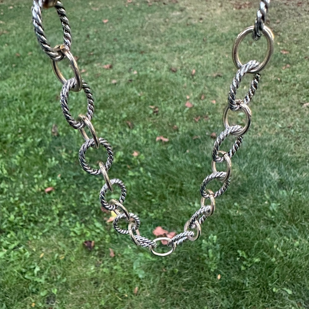 Silver and Gold Tone Chain Necklace and Bracelet Set Chain is 18” Bracelet is 8”